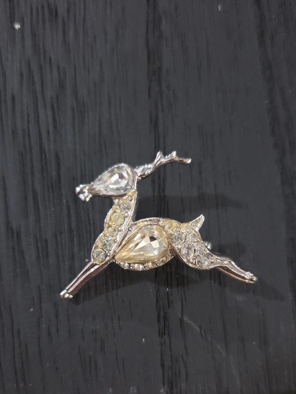 Vintage Leaping Reindeer Rhinestone Brooch Pin - Women's Jewelry
